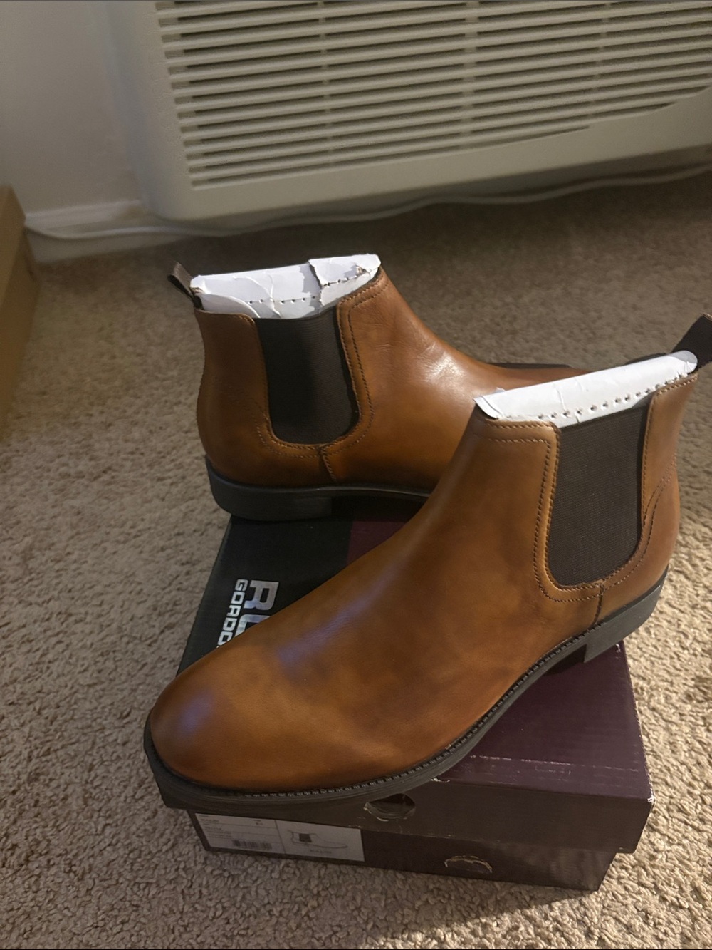 Gordon Rush Kalin Cognac  Leather Chukka Boots with Dark Elastic Panels